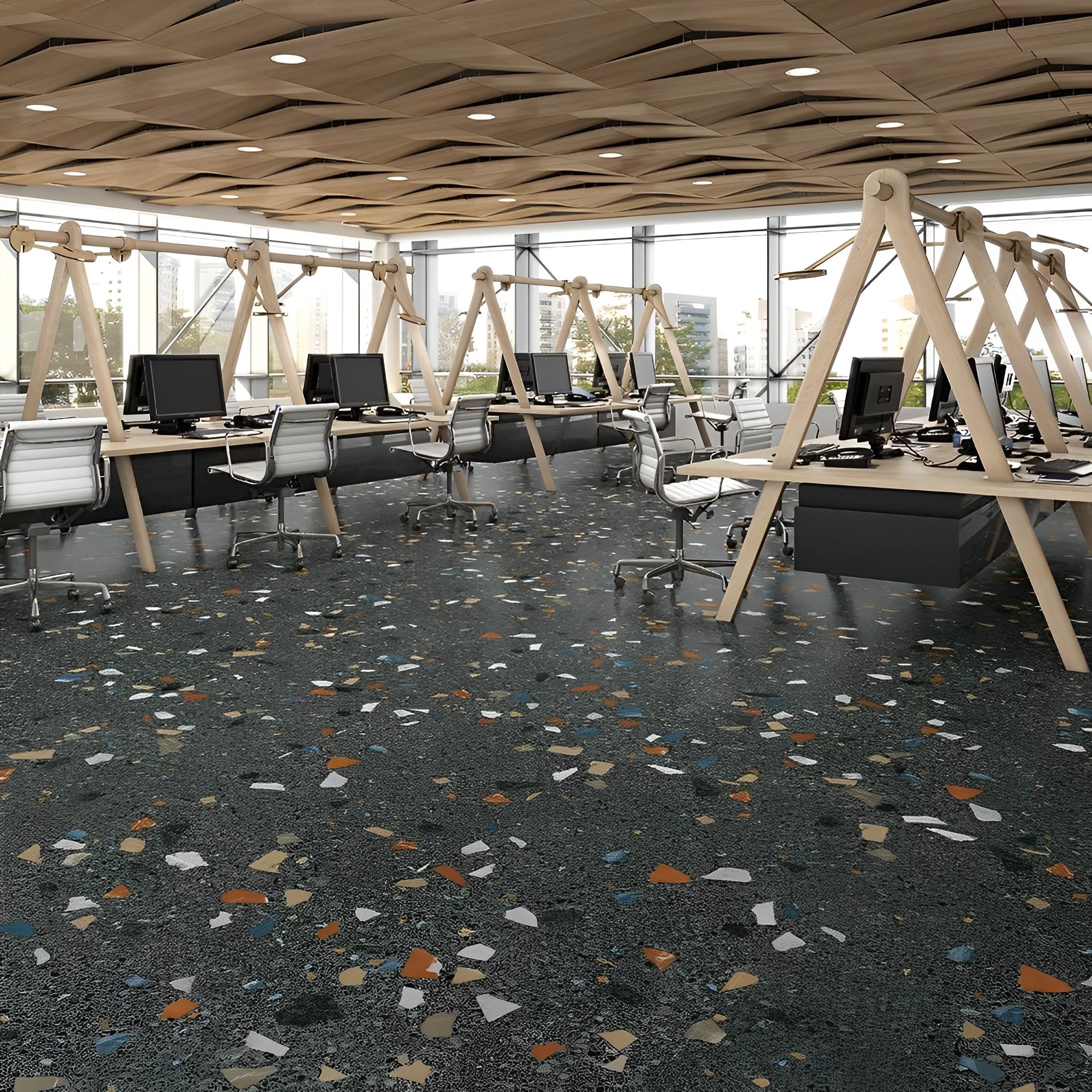 Carrelage Aspect terrazzo Straci noir granito 60x60 cm