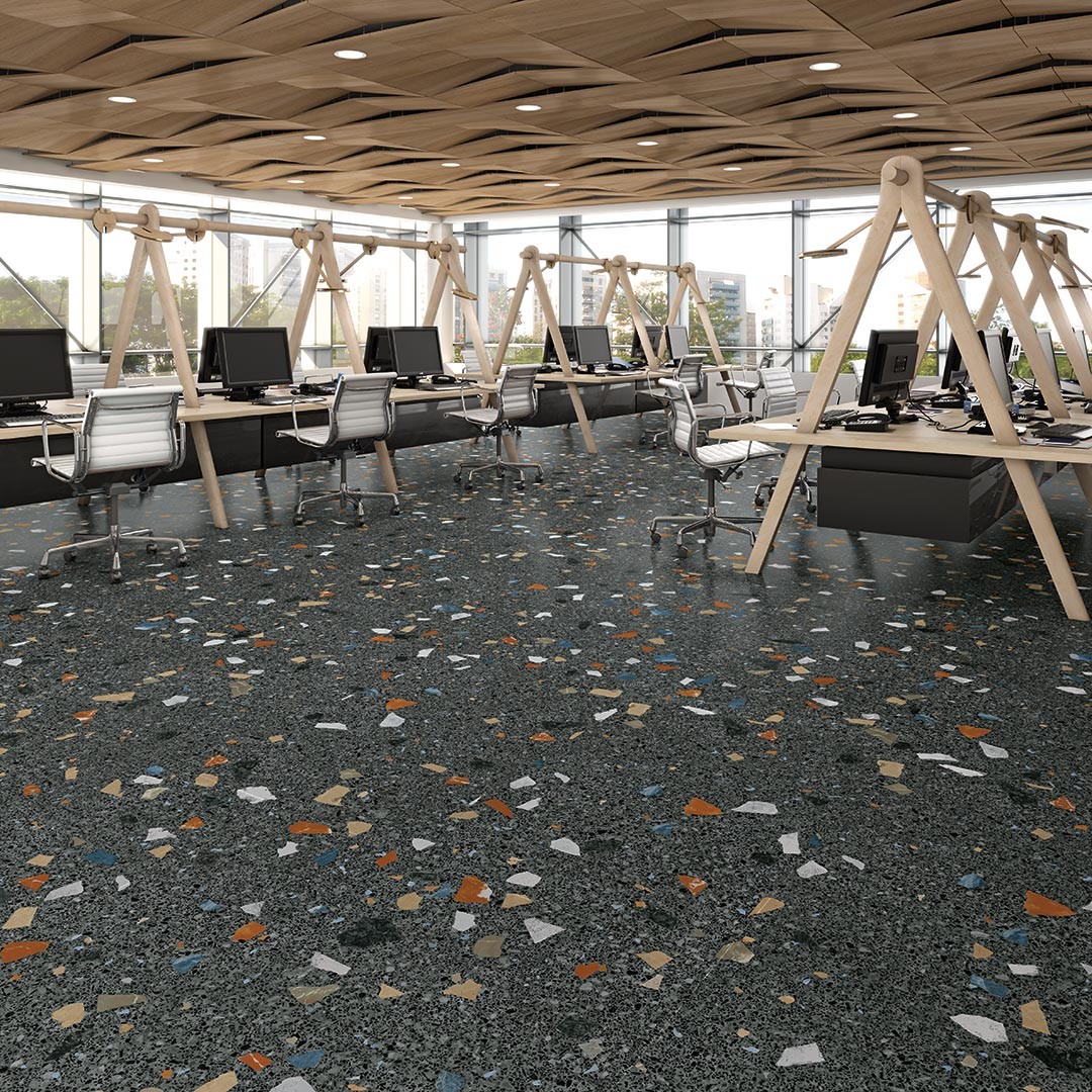 Carrelage Aspect terrazzo Straci noir granito 60x60 cm