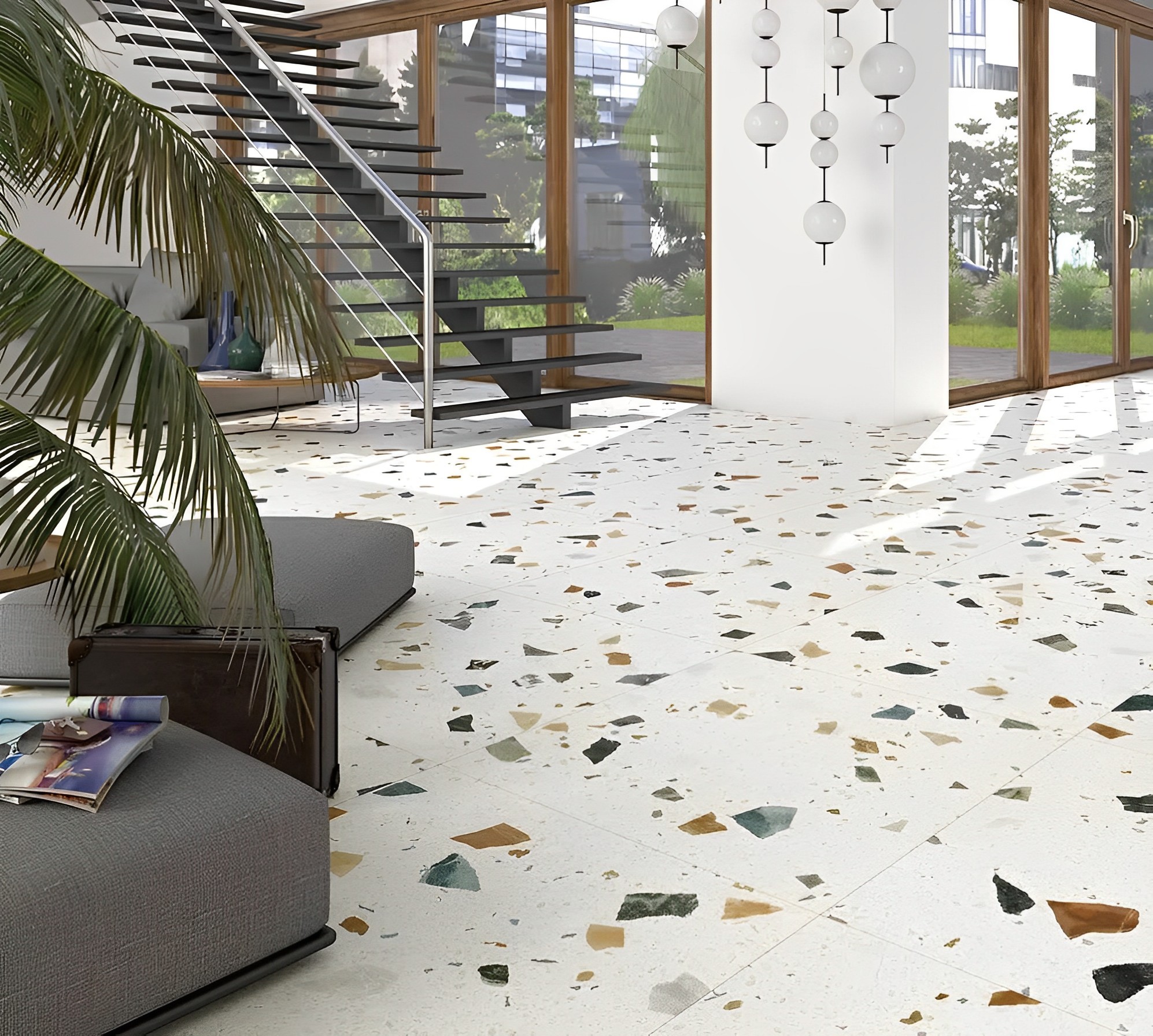 Carrelage Aspect terrazzo Straci blanc granito 60x60 cm