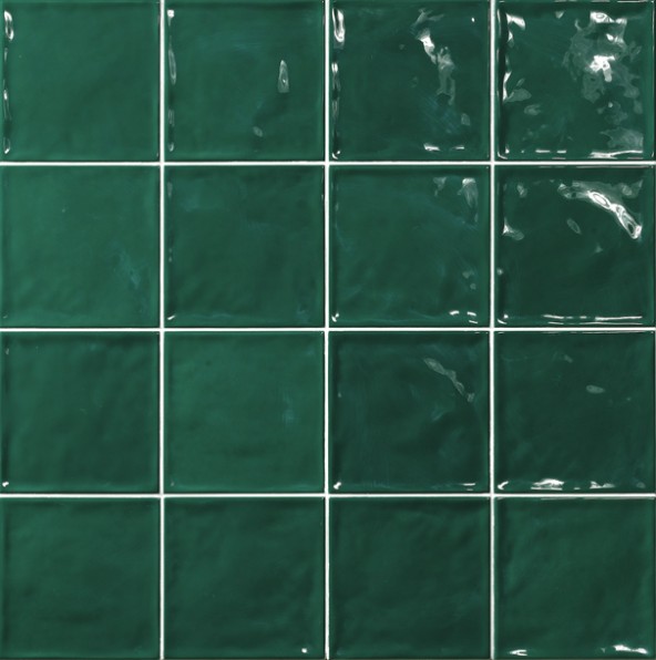 Carrelage Zellige Pompei vert Brillant 15x15 cm