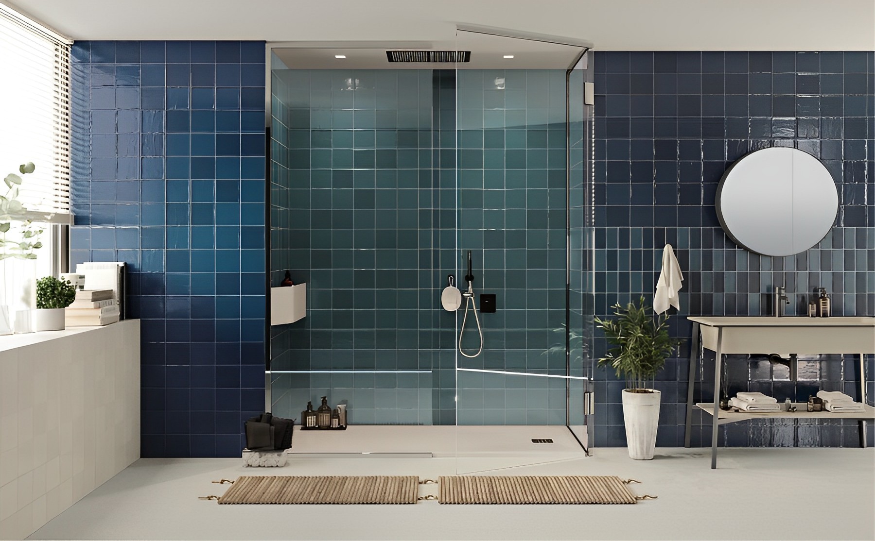 Carrelage Zellige Pompei bleu foncé 15x15 cm