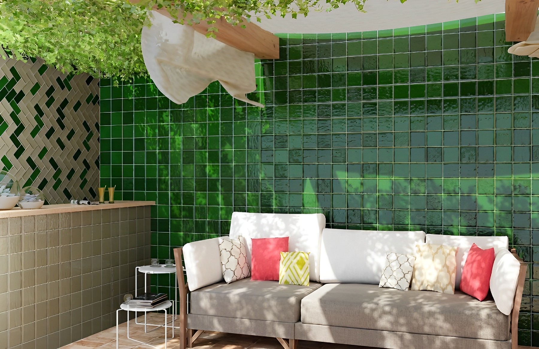 Carrelage Zellige Alicante vert Brillant 7.5x15 cm