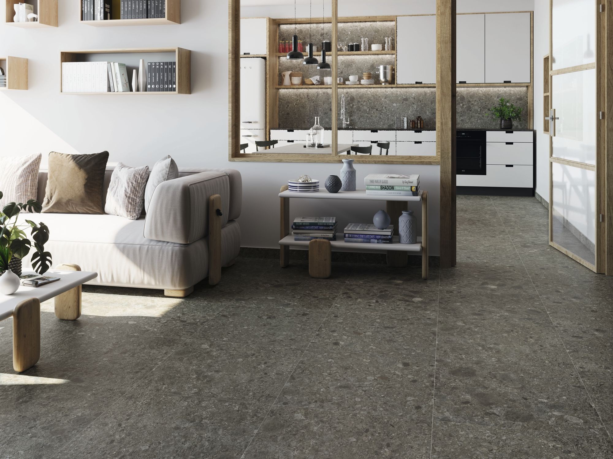 Carrelage Aspect terrazzo Berma noir rectifié 60x60 cm