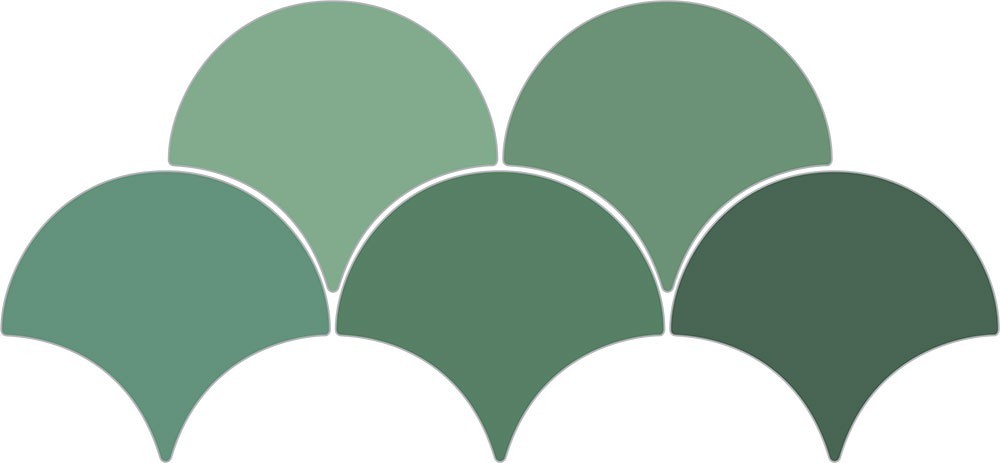 Carrelage Ecaille de poisson Fisho vert Brillant 15x17 cm