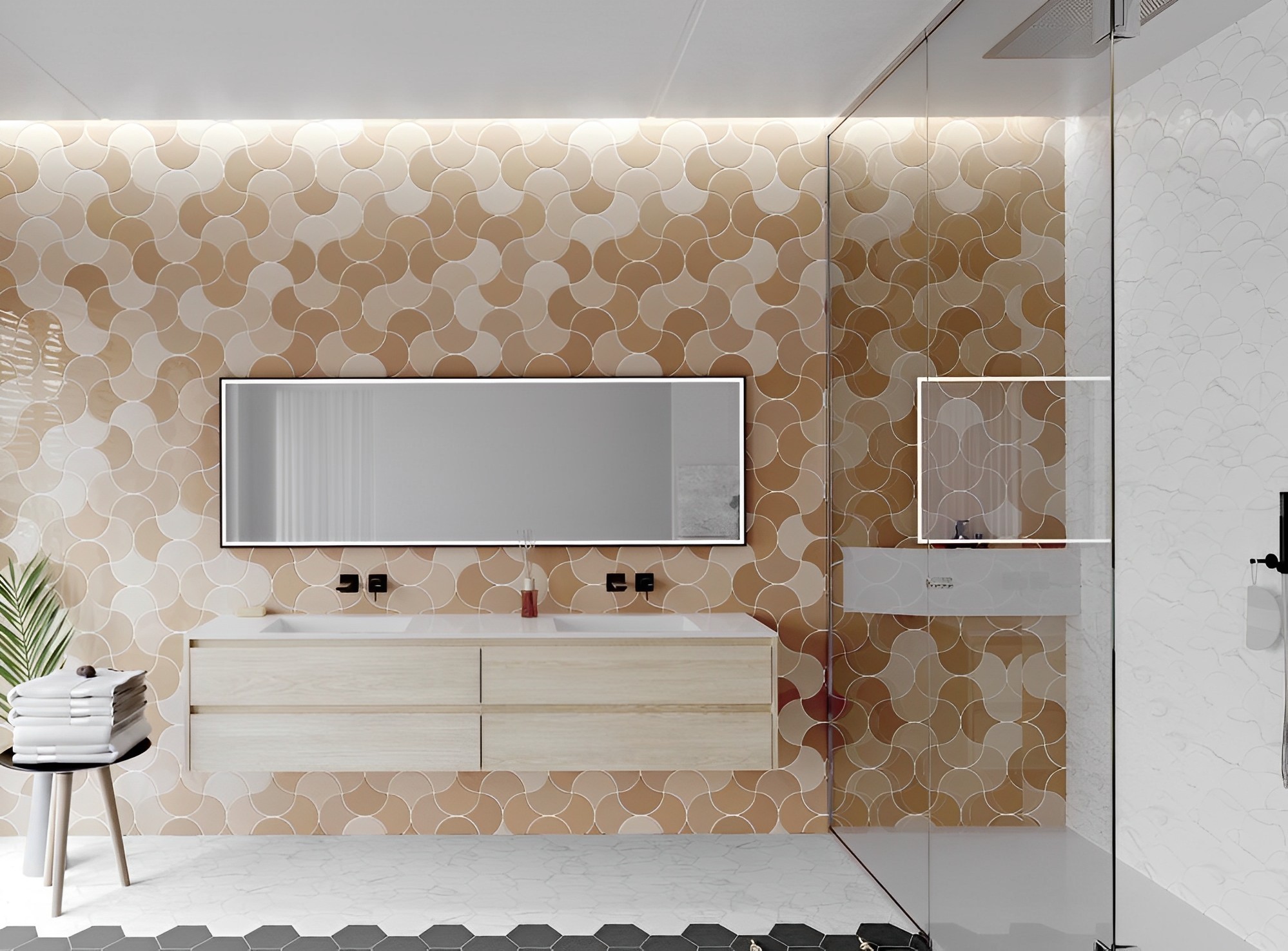 Carrelage Ecaille de poisson Fisho rose Brillant 15x17 cm