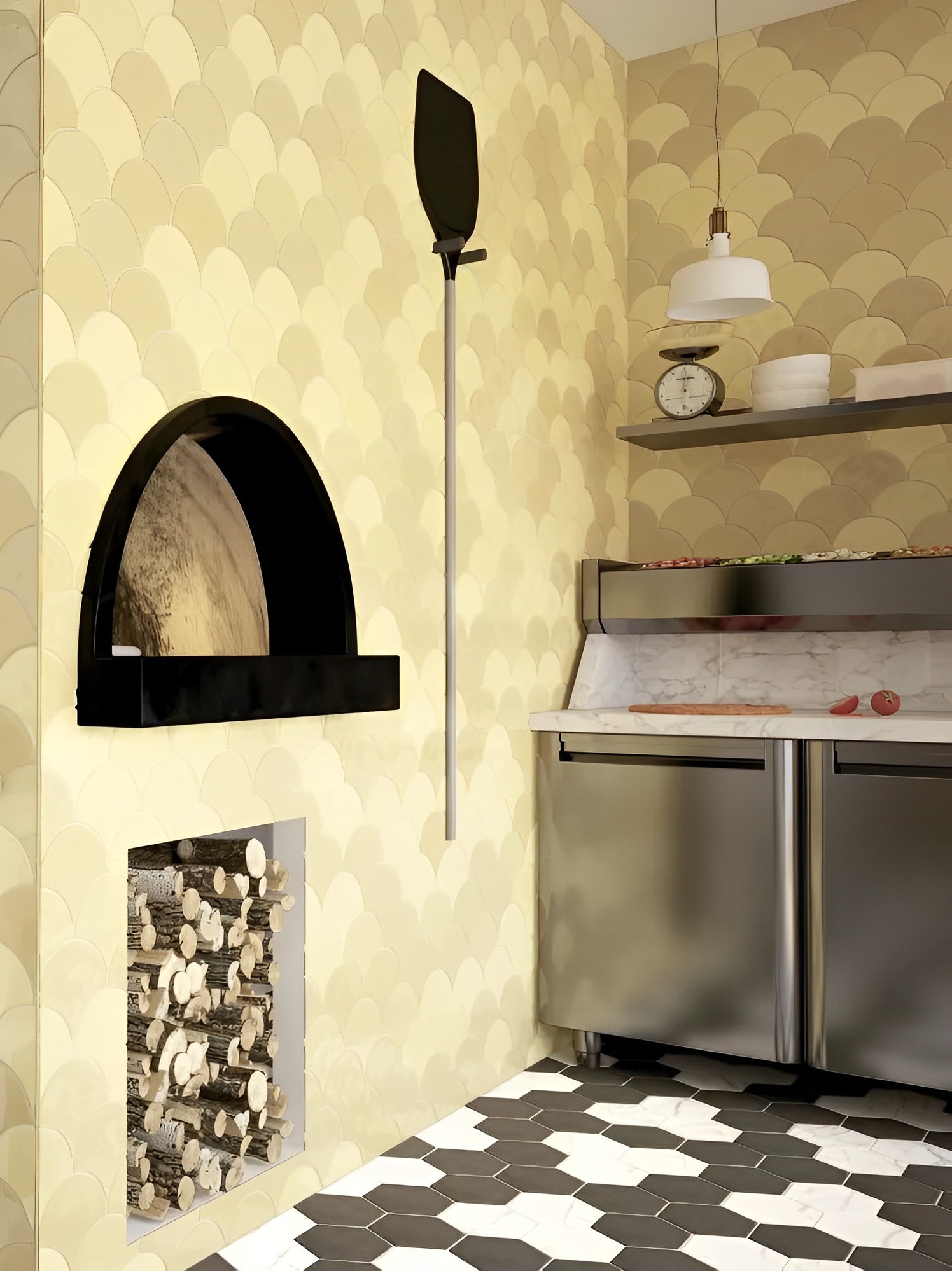 Carrelage Ecaille de poisson Fisho jaune Brillant 15x17 cm