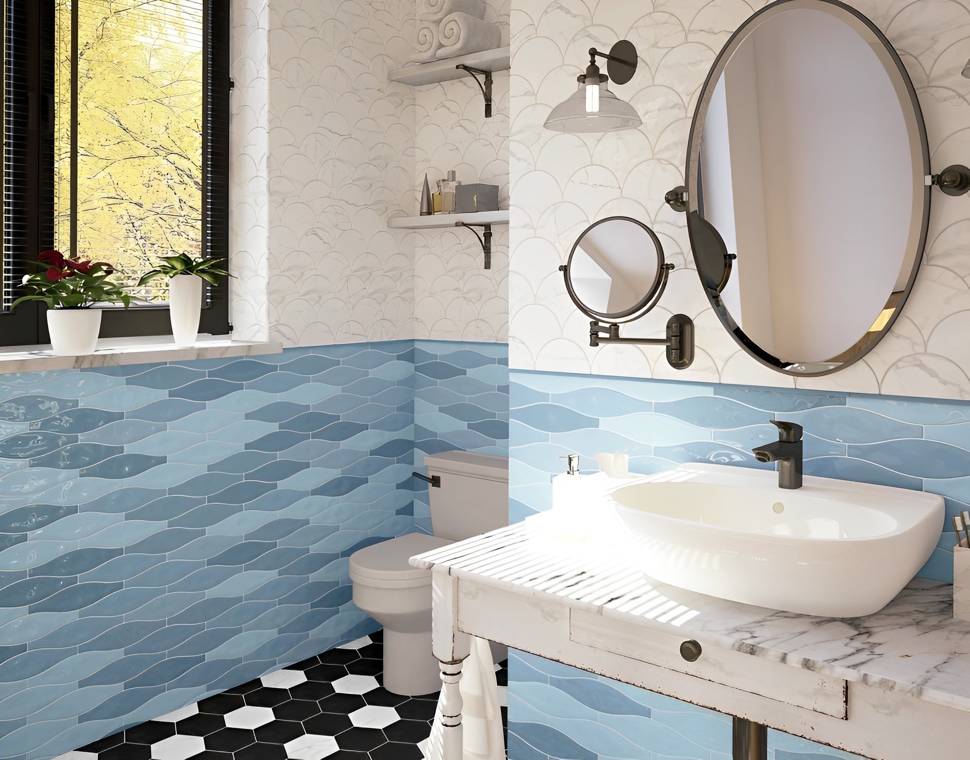 Carrelage Faience murale Rio bleu Brillant 7.5x30 cm