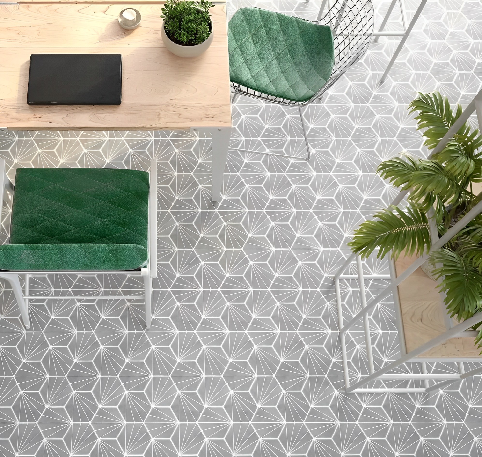 Carrelage hexagonal Nordic gris motif 15x17 cm