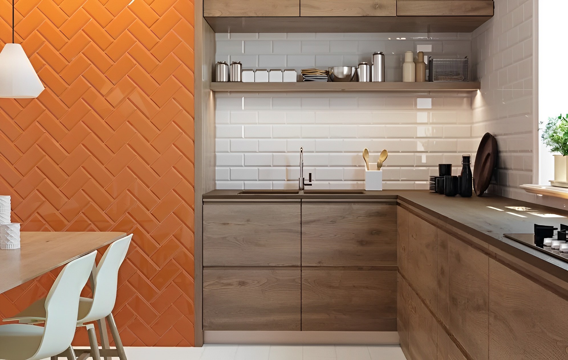 Carrelage carreaux métro Piraci orange Brillant 10x20 cm