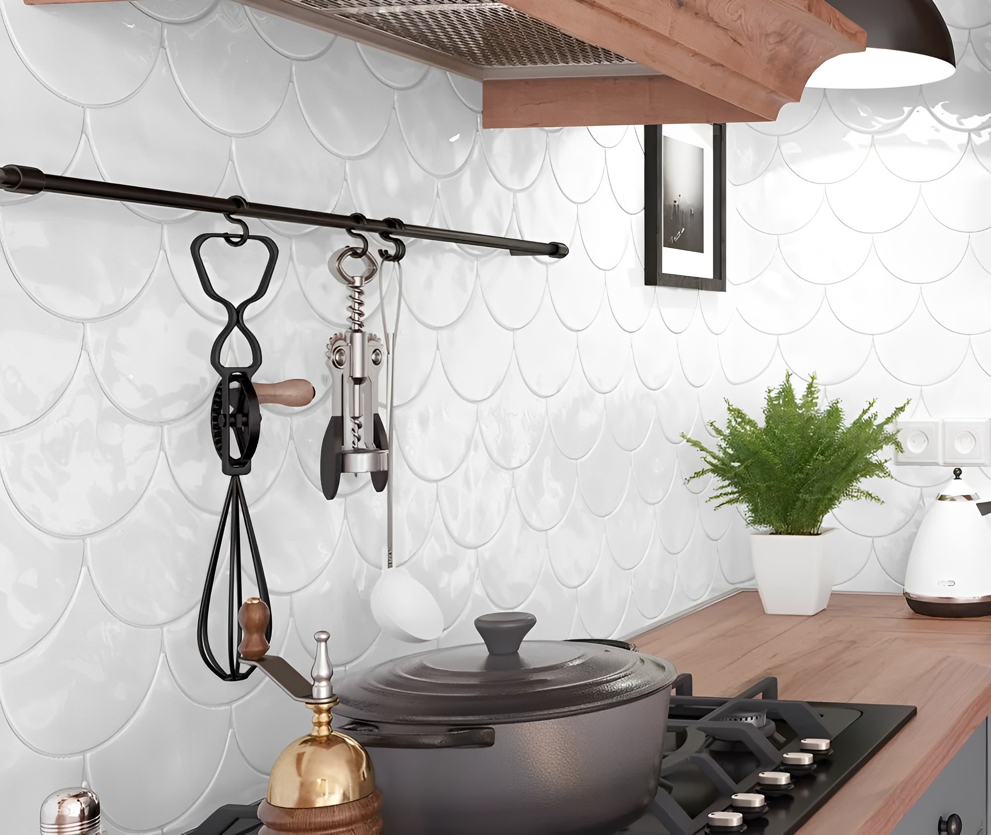 Carrelage ecaille de poisson Fisho blanc brillant 15x17 cm