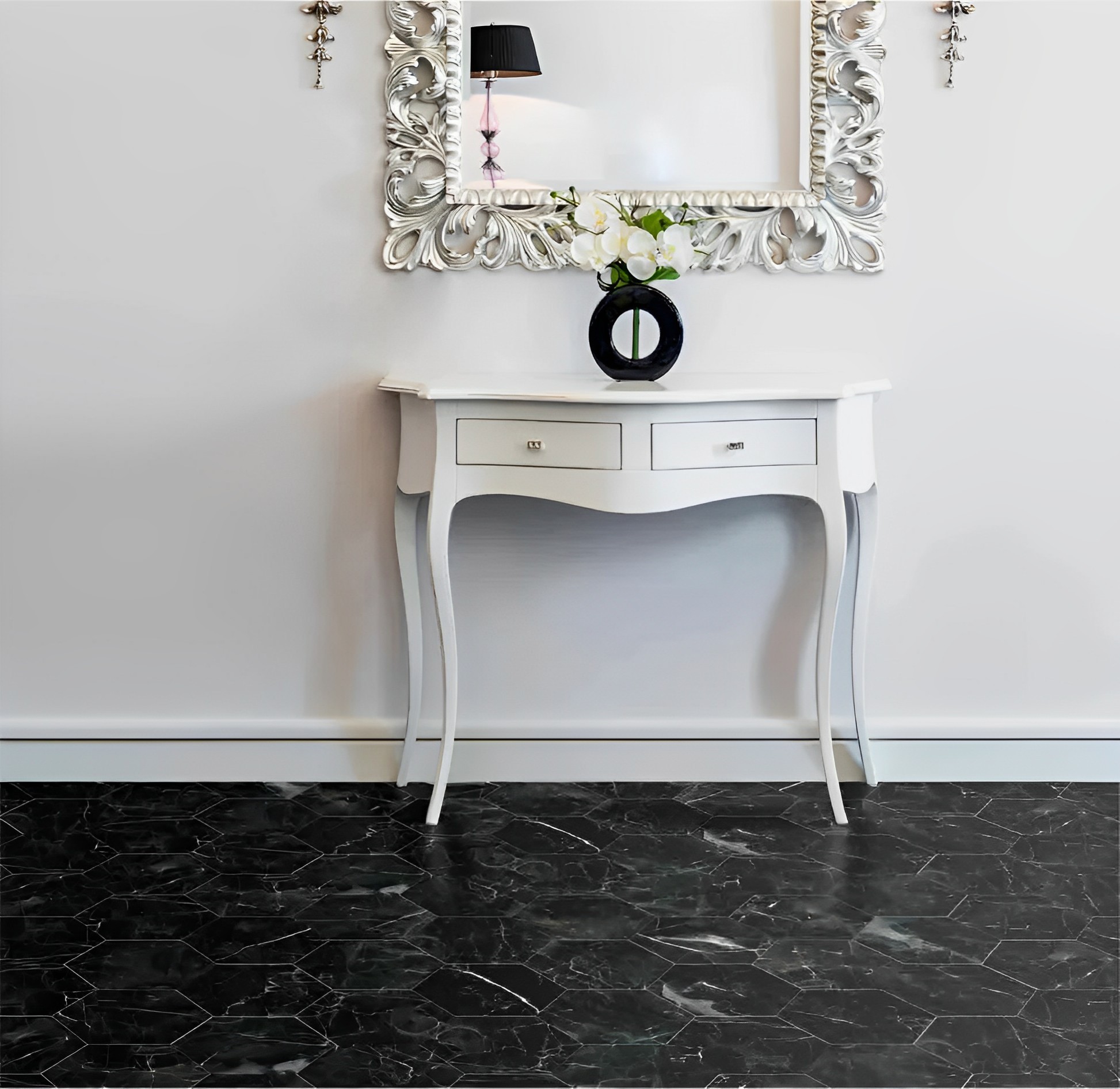 Carrelage hexagonal Ceramico noir marbre 15x17 cm