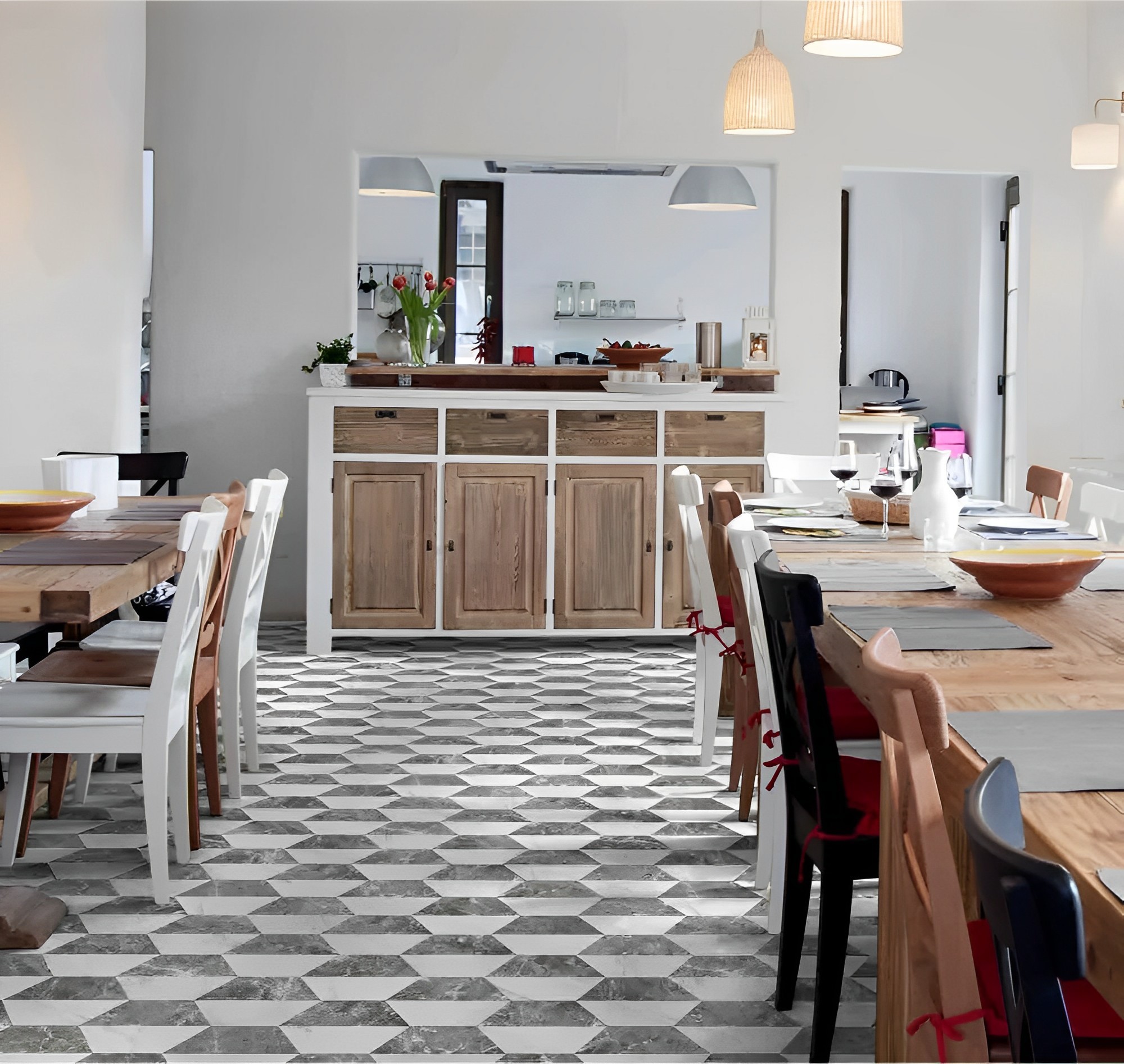 Carrelage hexagonal Ceramico motif bigrigio 15x17 cm