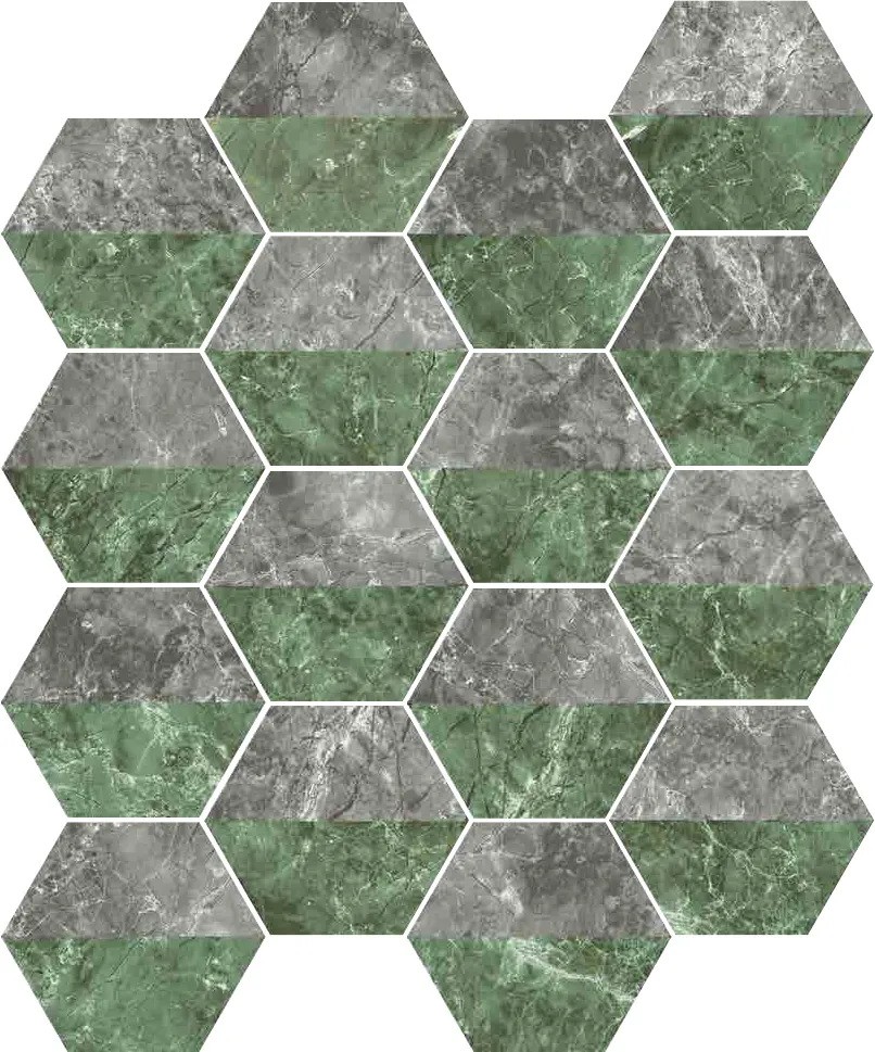 Carrelage hexagonal Ceramico motif verdigio 15x17 cm