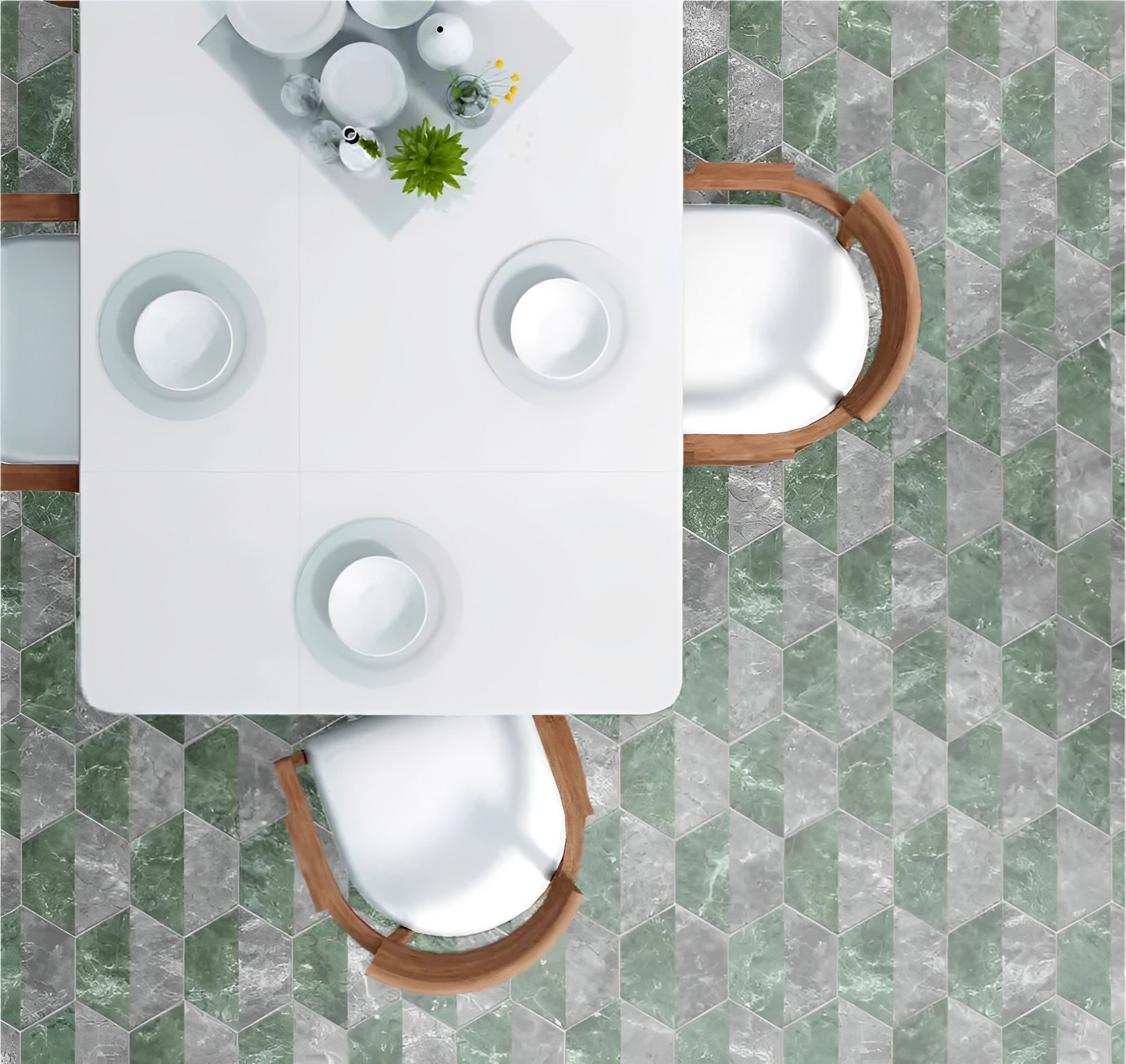 Carrelage hexagonal Ceramico motif verdigio 15x17 cm