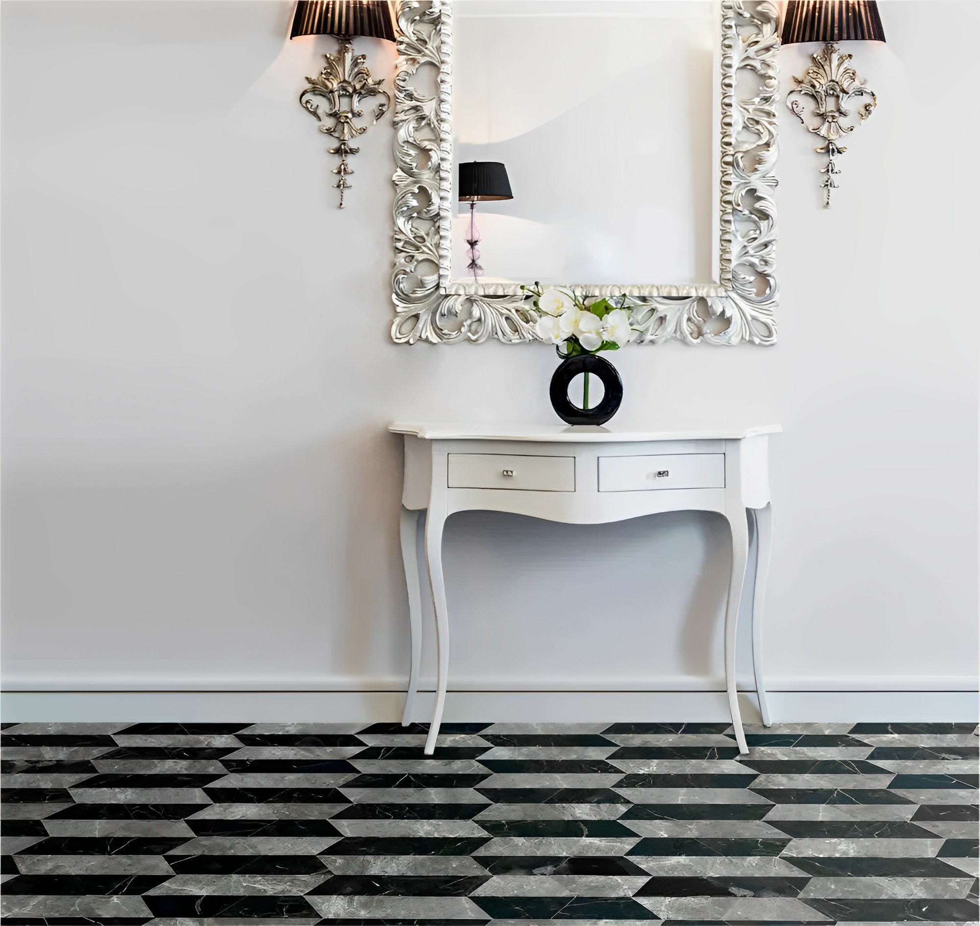 Carrelage hexagonal Ceramico motif deverde 15x17 cm