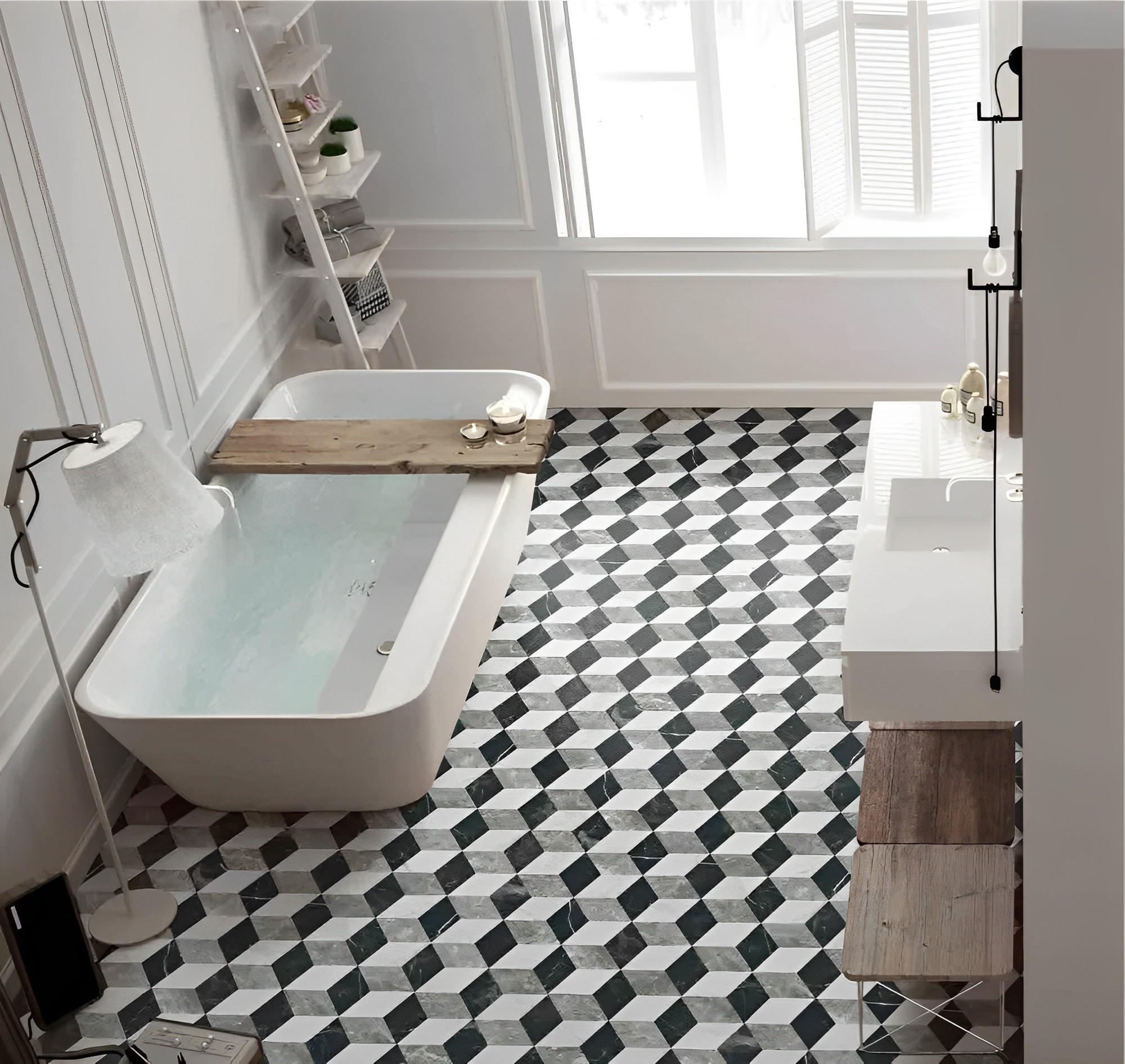 Carrelage hexagonal Ceramico motif grigio 15x17 cm