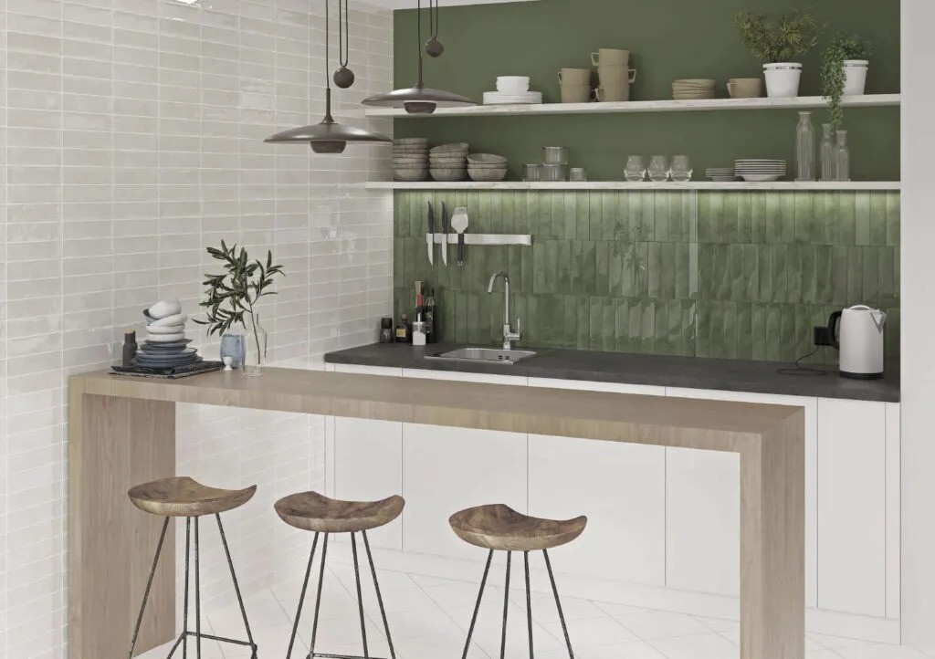 Carrelage zellige Coloro vert  7.5x30 cm