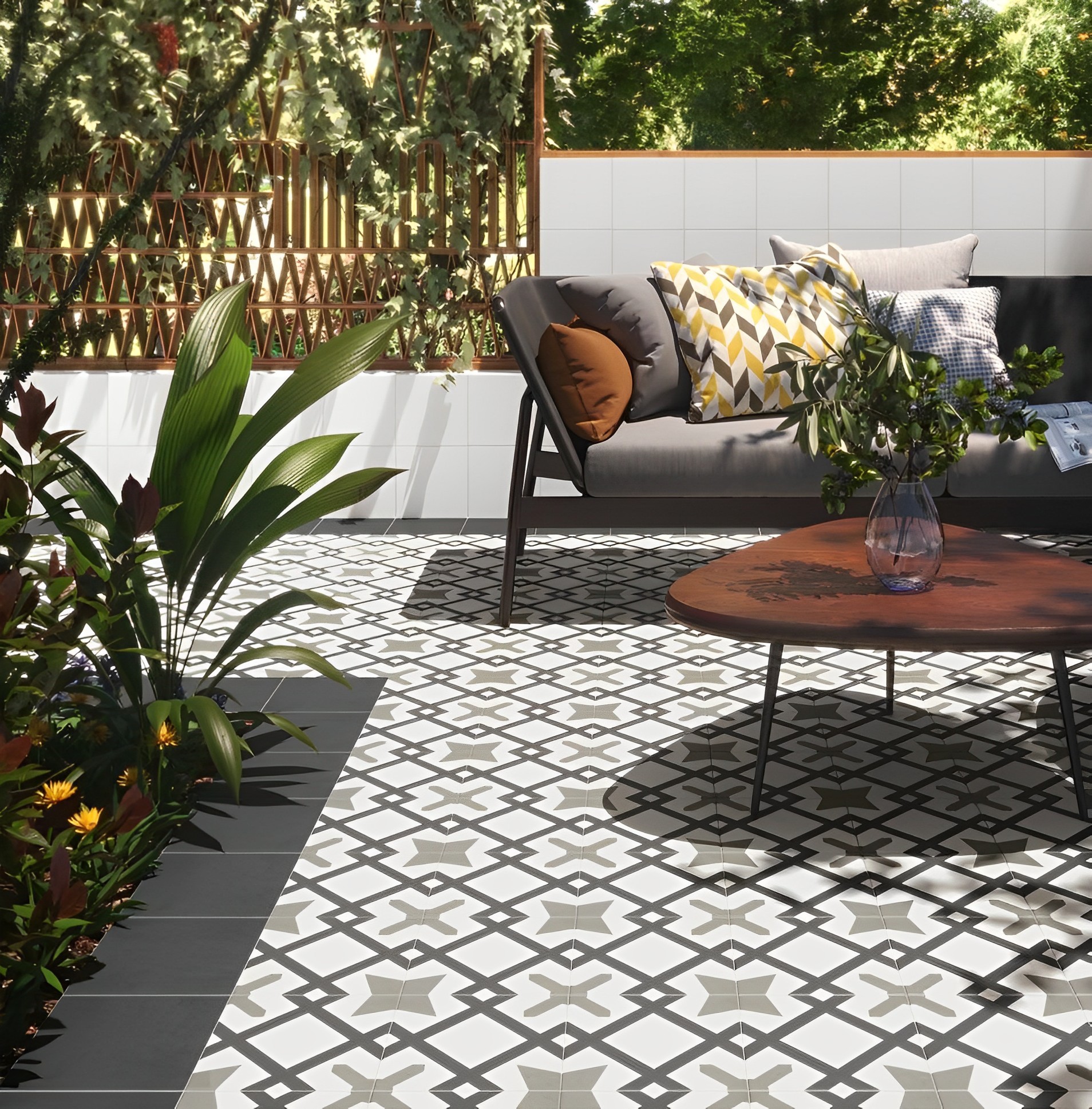 Carrelage carreaux de ciment Villa motif charmo  20x20 cm