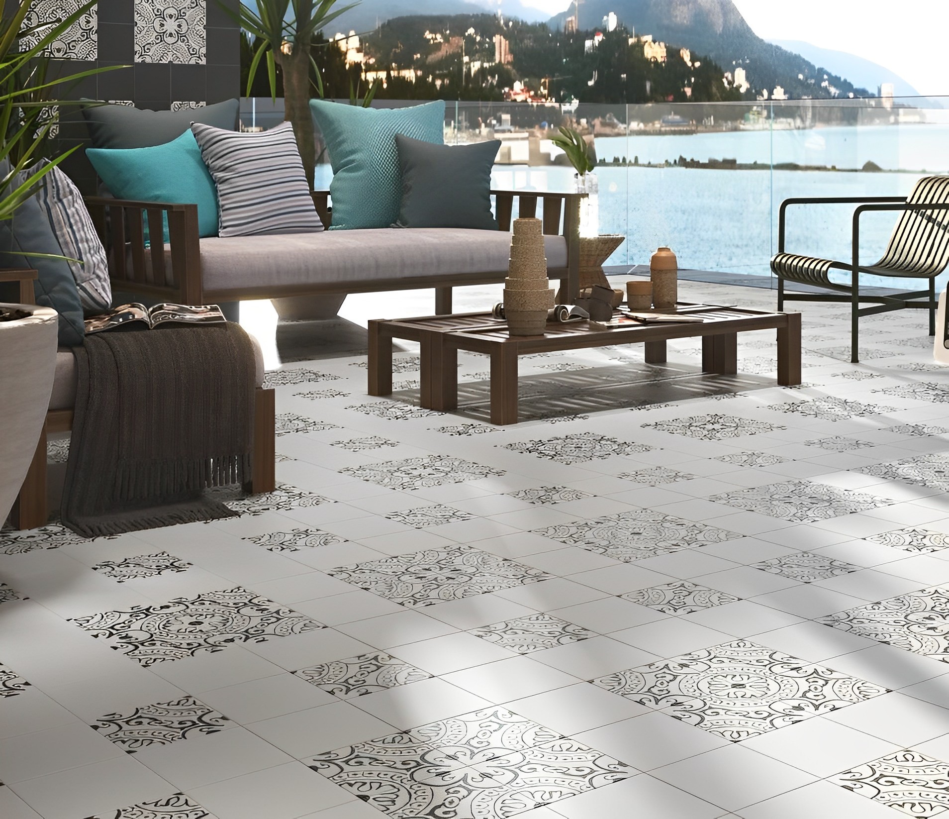 Carrelage carreaux de ciment Villa blanc solana 20x20 cm