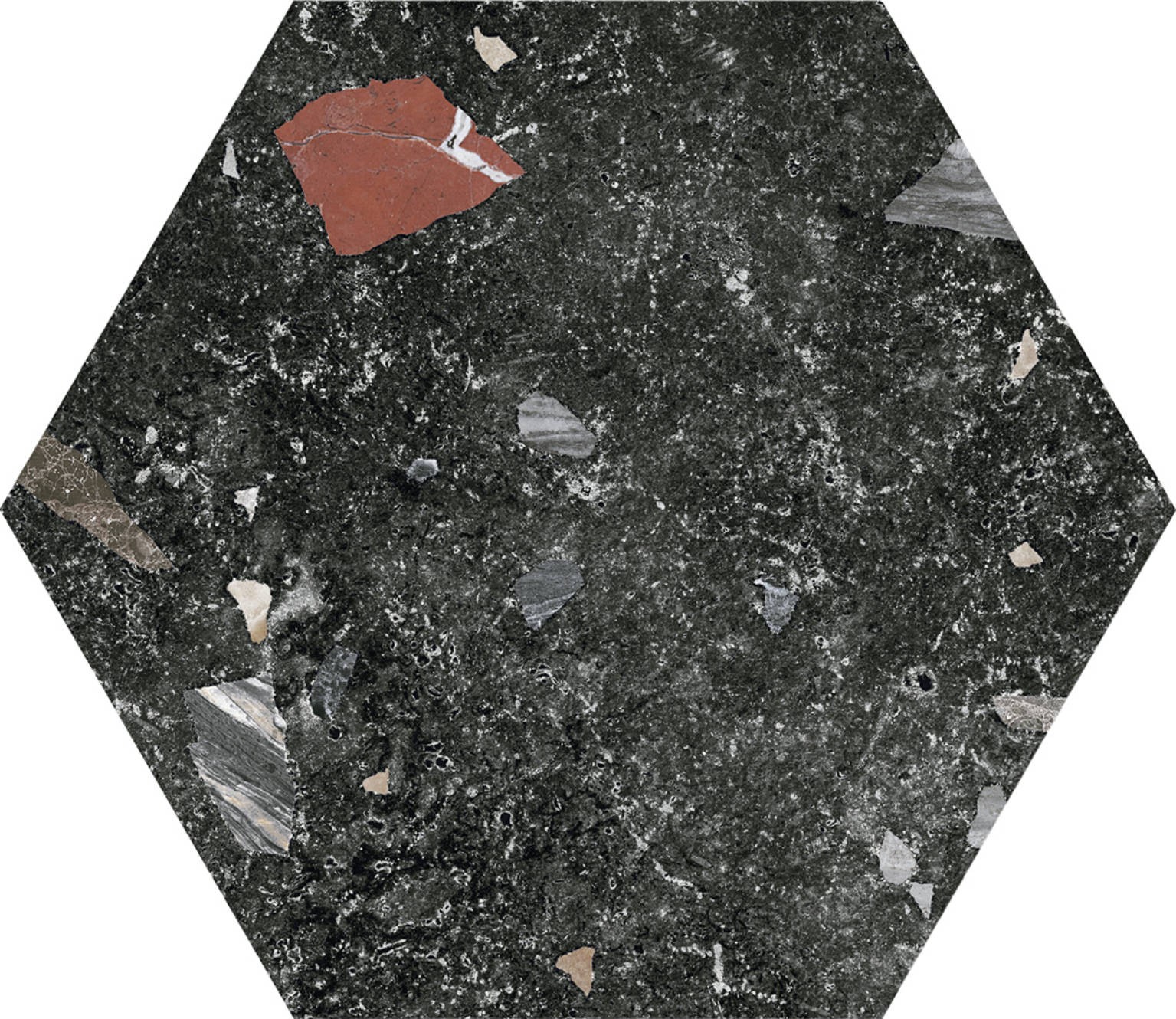 Carrelage hexagonal Granitia noir  22x25 cm