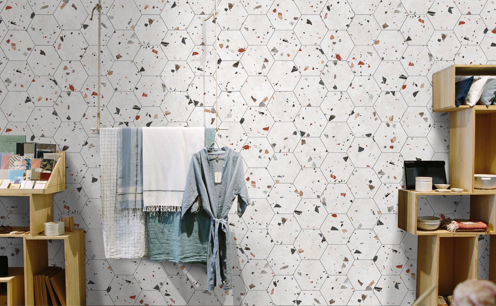 Carrelage hexagonal Granitia blanc  22x25 cm