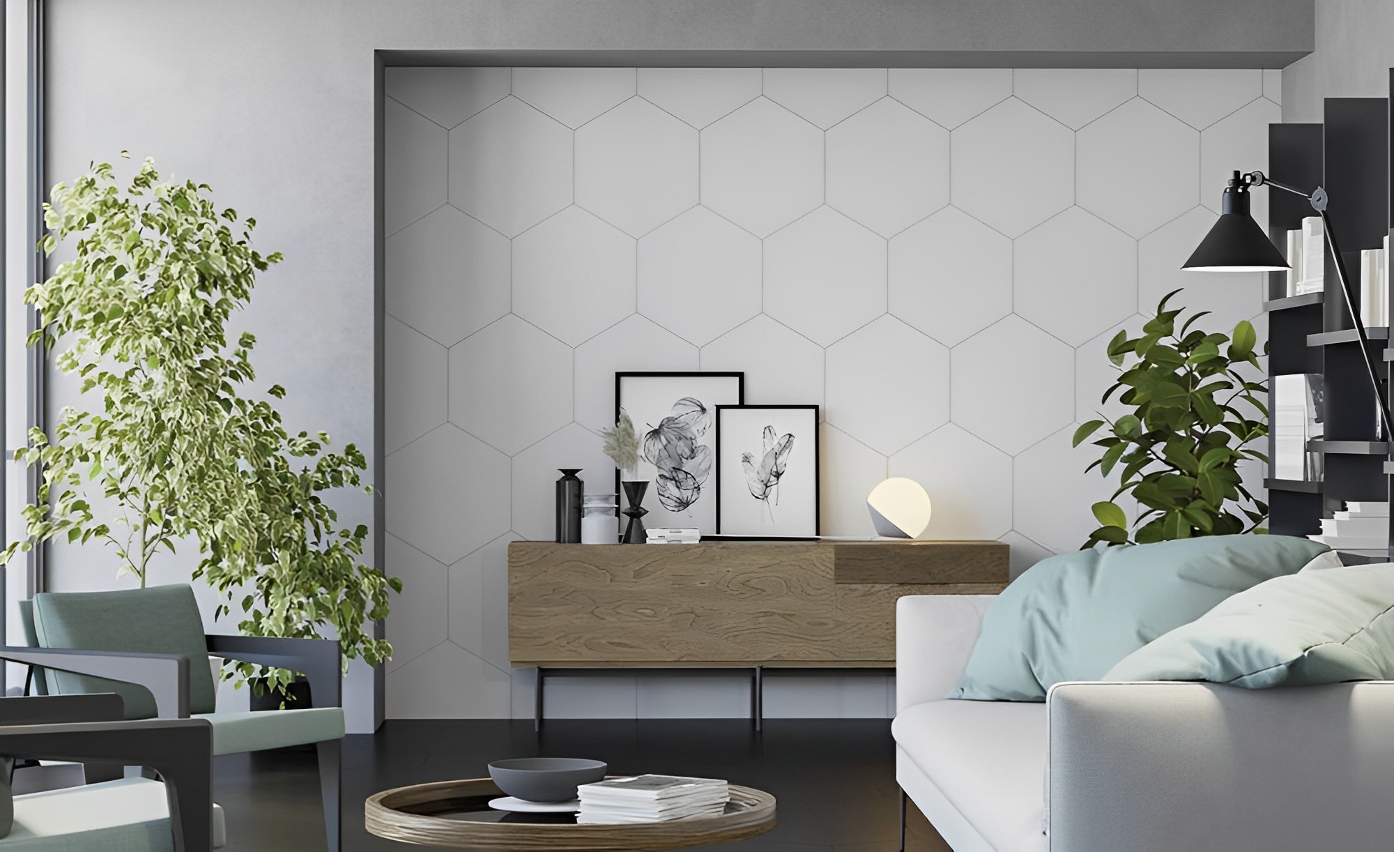 Carrelage hexagonal basic blanc hex 49x56 cm