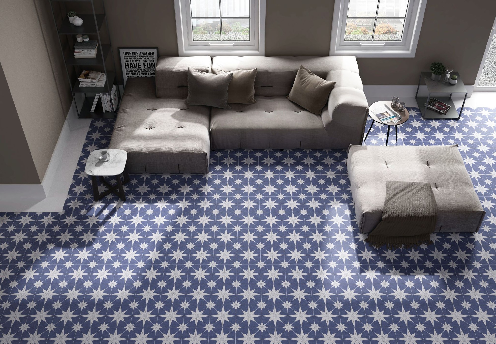 Carrelage Carreaux de ciment eclatia bleu motif  25x25 cm