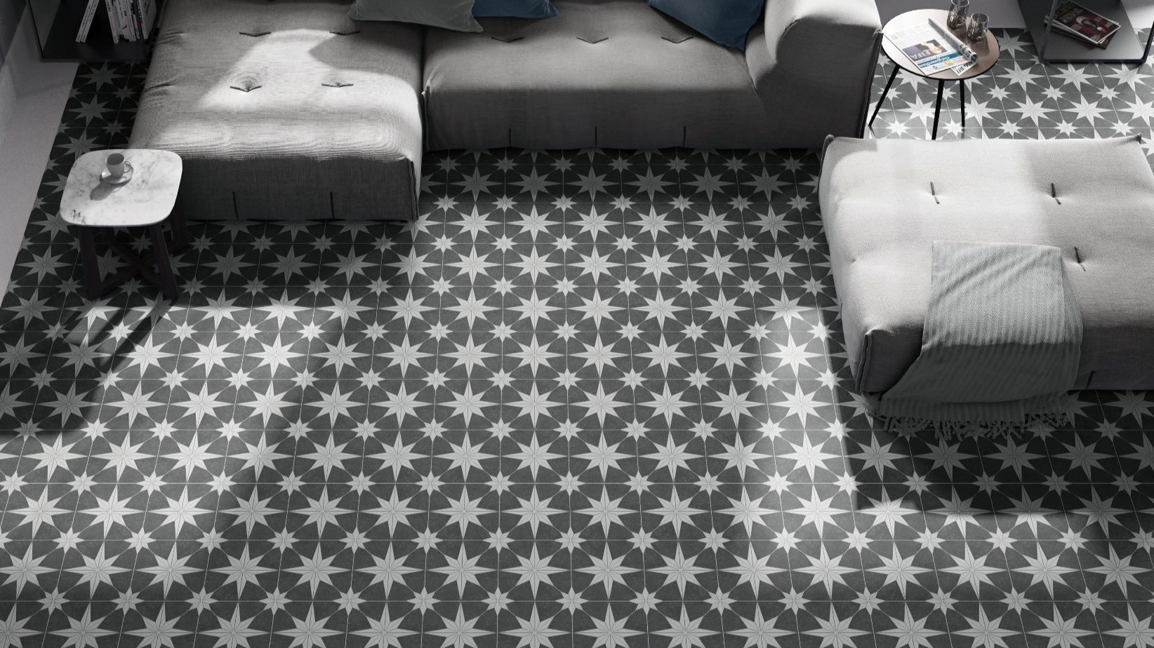 Carrelage Carreaux de ciment eclatia noir nuit 25x25 cm