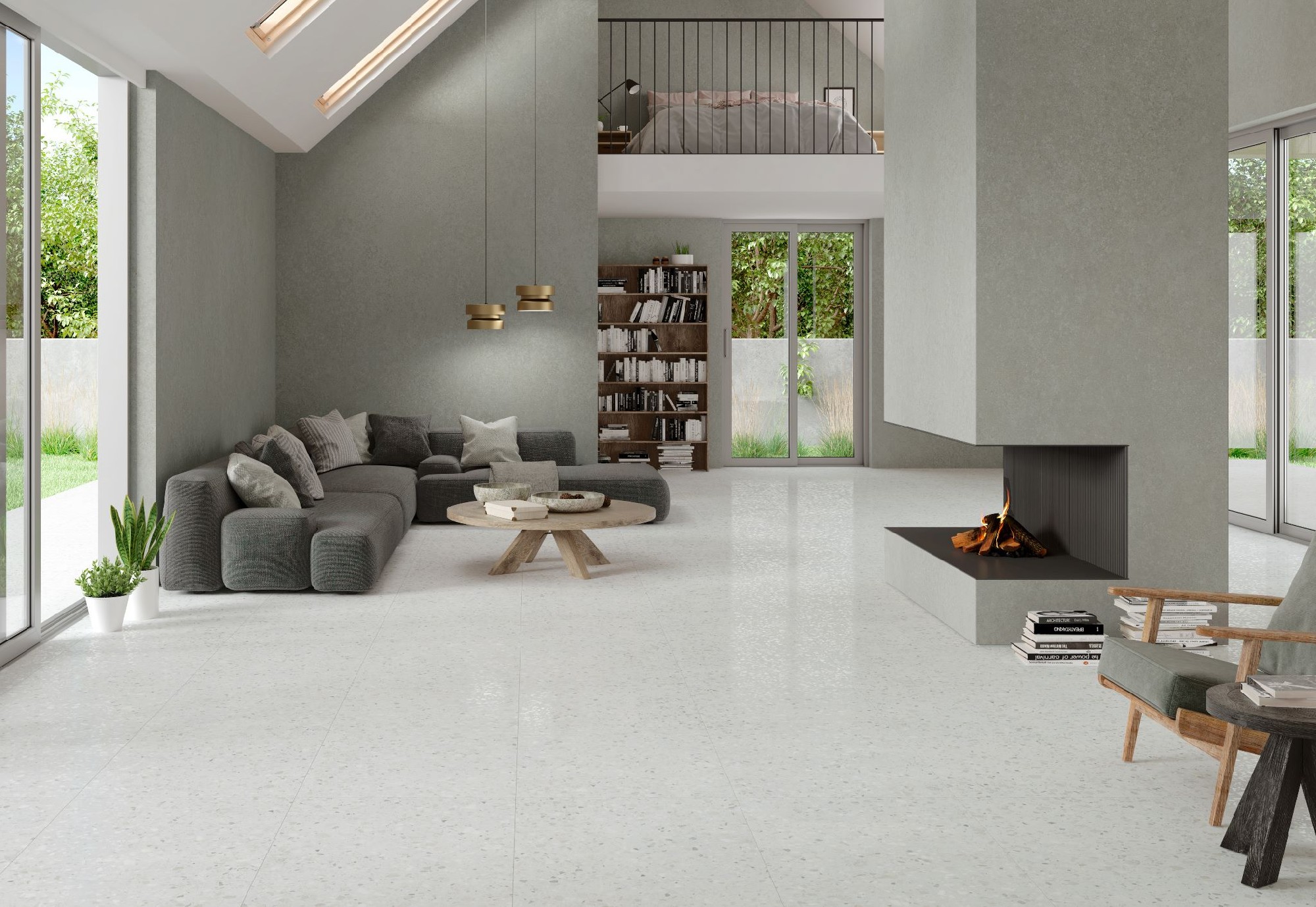 Carrelage Aspect terrazzo kuta blanc  66x66 cm