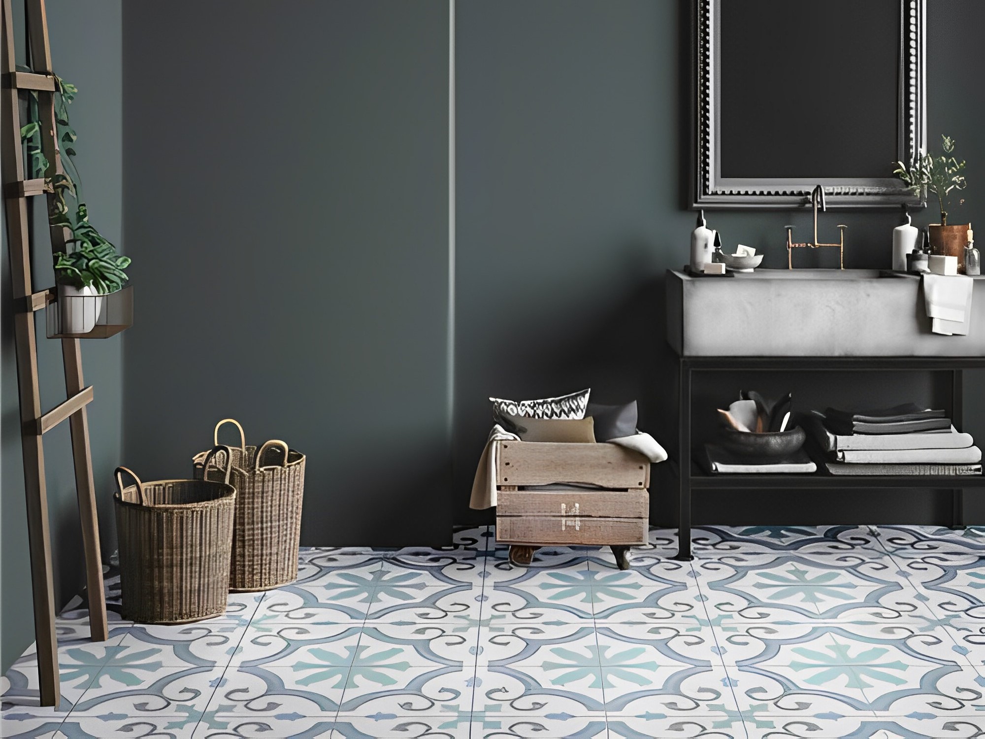 Carrelage carreaux de ciment paviva bleu clair  25x25 cm