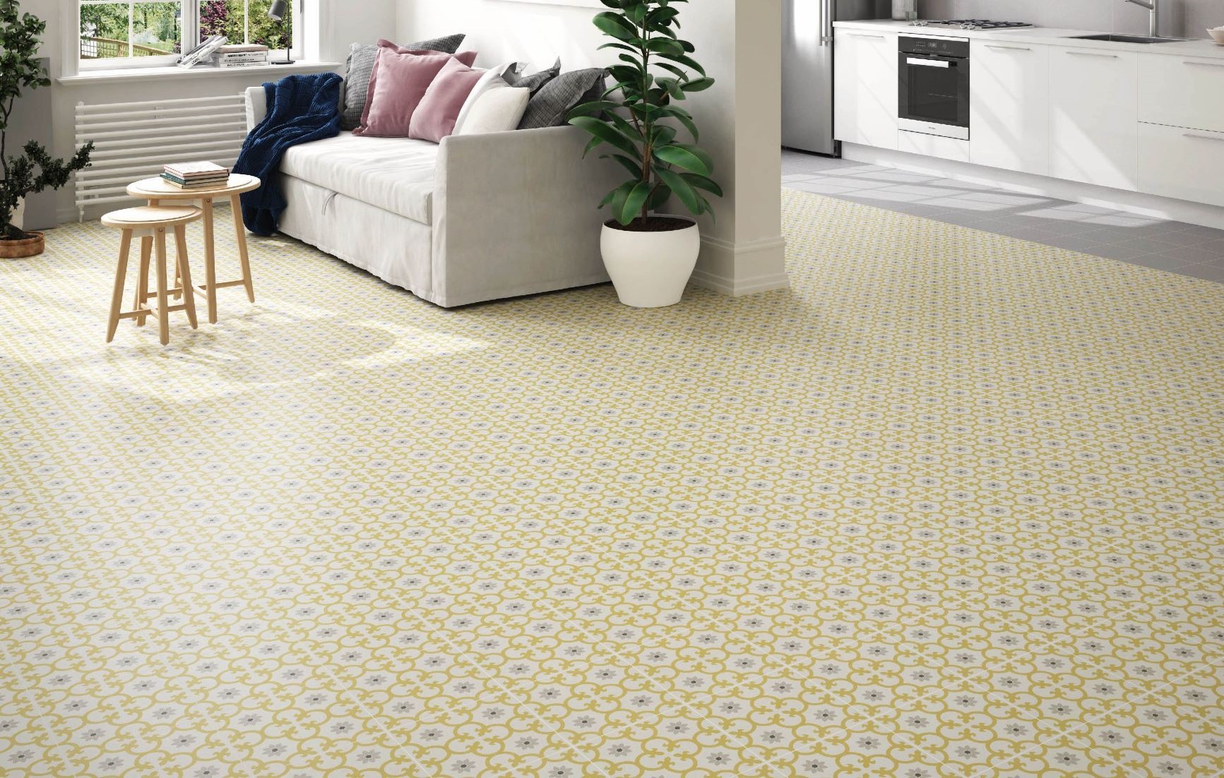 Carrelage carreaux de ciment enigma jaune  25x25 cm