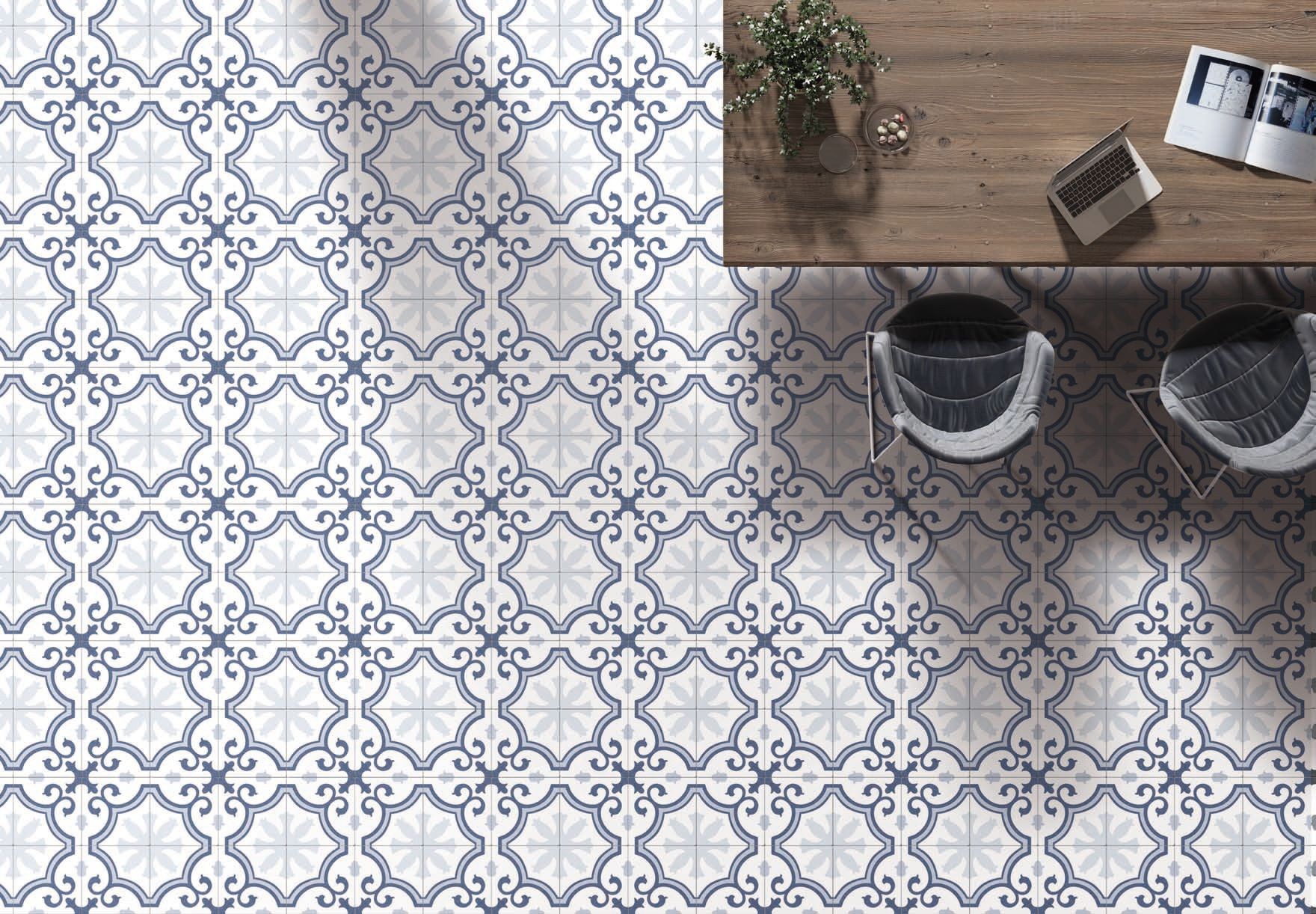 Carrelage carreaux de ciment paviva bleu  25x25 cm