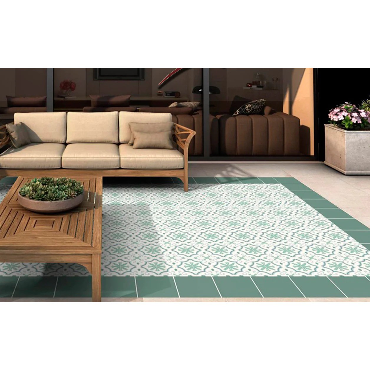 Carrelage carreaux de ciment Laos vert monte 25x25 cm