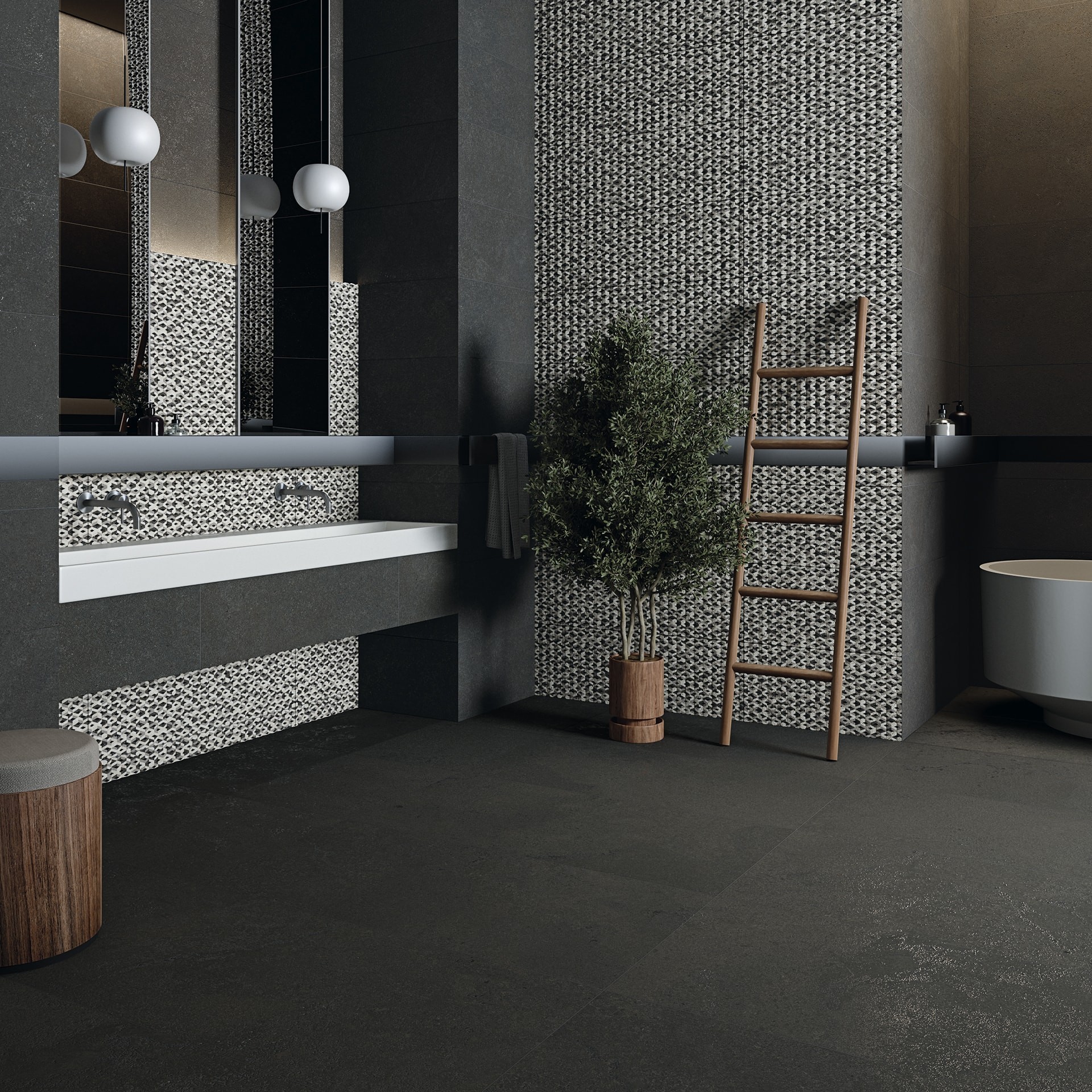 Carrelage Imitation Pierre Crema noir  60x60 cm