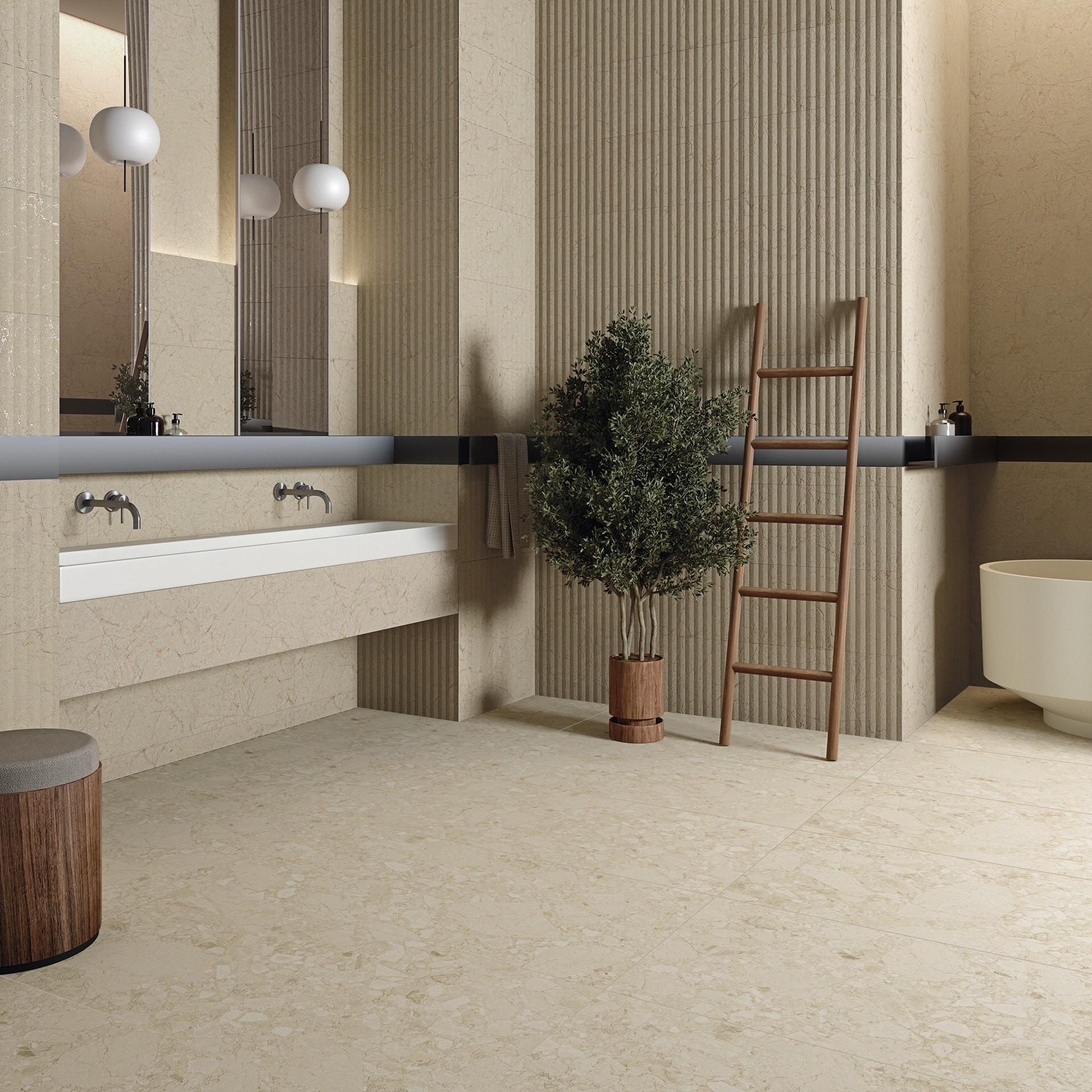 Carrelage Imitation Pierre Crema blanc beach 60x60 cm