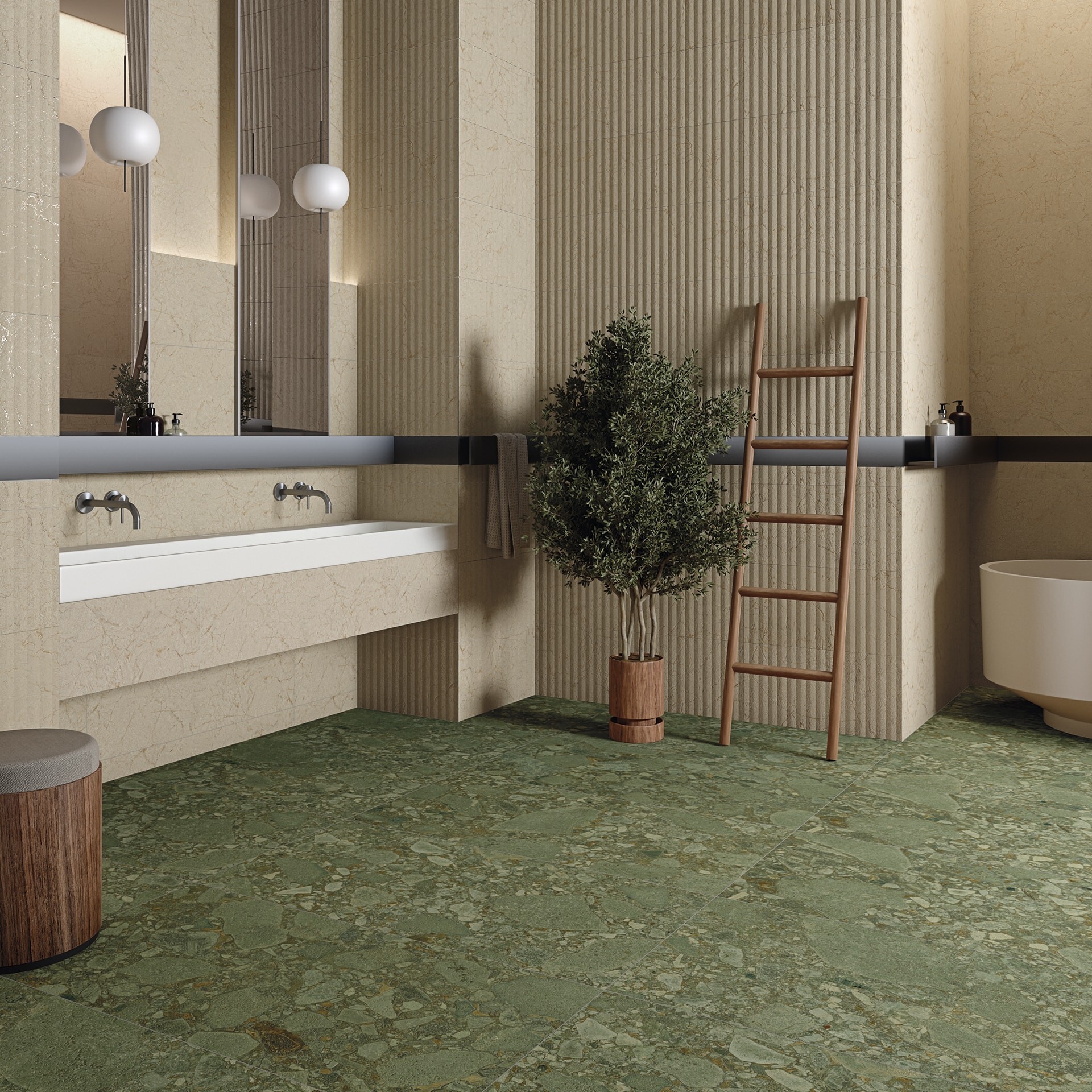 Carrelage Imitation Pierre Crema vert  60x60 cm